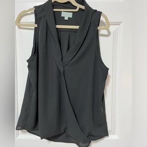 Veronica M - Black Surplice cut sleeveless blouse - M - EUC